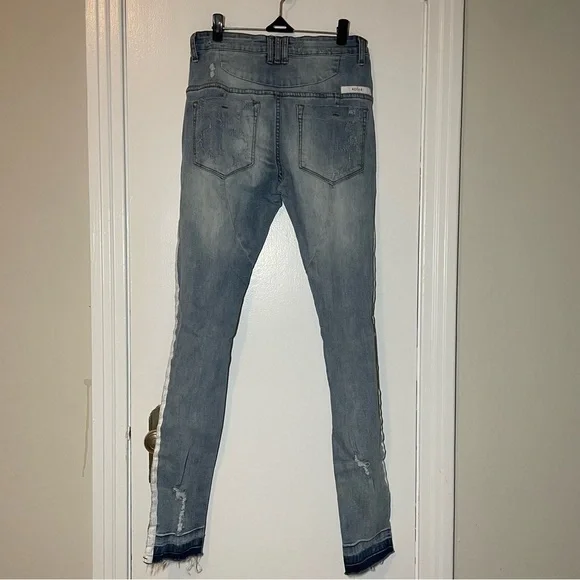 Kollar Distressed Stripe Denim Skinny Jean size 28